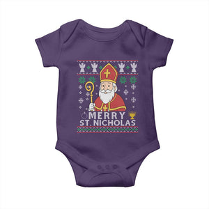 Saint Nicholas Santa Claus Christmas Baby Onesie TS14 Purple Print Your Wear