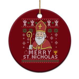 Saint Nicholas Santa Claus Christmas Ceramic Ornament TS14 1pc Red Print Your Wear