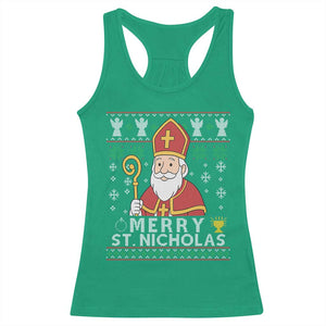Saint Nicholas Santa Claus Christmas Racerback Tank Top TS14 Irish Green Print Your Wear