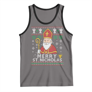Saint Nicholas Santa Claus Christmas Tank Top TS14 Deep Heather Black Print Your Wear