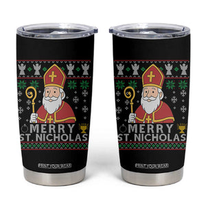 Saint Nicholas Santa Claus Christmas Tumbler Cup TS14 Black Print Your Wear