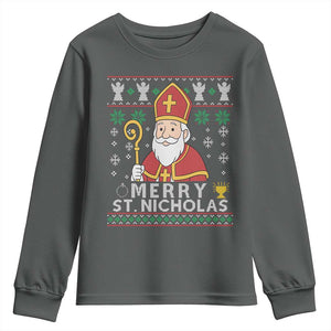 Saint Nicholas Santa Claus Christmas Youth Sweatshirt TS14 Dark Heather Print Your Wear