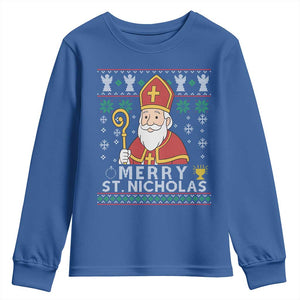 Saint Nicholas Santa Claus Christmas Youth Sweatshirt TS14 Royal Blue Print Your Wear