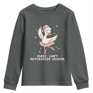 Nutcracker Goose Ballet Christmas Youth Sweatshirt TS14 Dark Heather Print Your Wear