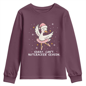 Nutcracker Goose Ballet Christmas Youth Sweatshirt TS14 Maroon Print Your Wear