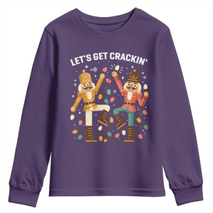 Funny Nutcracker Christmas Youth Sweatshirt Let Us Get Crackin TS14 Purple Print Your Wear