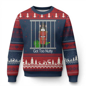 Funny Cat Nutcracker Xmas Ugly Christmas Sweater Got Too Nutty TS14 Navy Red Print Your Wear
