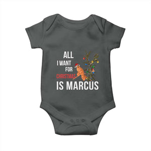 Marcus The Worm Robert Christmas Meme Baby Onesie All I Want For Xmas Is Marcus TS14 Dark Heather Print Your Wear