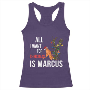 Marcus The Worm Robert Christmas Meme Racerback Tank Top All I Want For Xmas Is Marcus TS14 Purple Print Your Wear