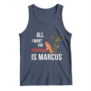 Marcus The Worm Robert Christmas Meme Tank Top All I Want For Xmas Is Marcus TS14 Navy Print Your Wear