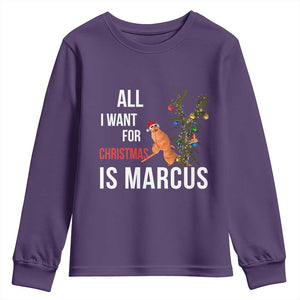 Marcus The Worm Robert Christmas Meme Youth Sweatshirt All I Want For Xmas Is Marcus TS14 Purple Print Your Wear