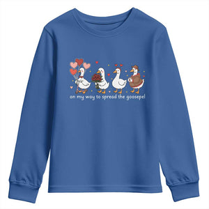 Silly Goose Christian Valentine Gospel Youth Sweatshirt On My Way To Spread The Goosepel TS14 Royal Blue Print Your Wear