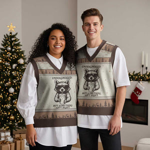 Undiagnosed But Something Aint Right V-Neck Knit Sweater Vest Funny Racoon Saying TS14 Mocha Mousse Print Your Wear