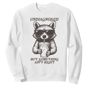 Undiagnosed But Something Aint Right Sweatshirt Funny Racoon Saying TS14 White Print Your Wear