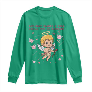 67 Valentine Meme Long Sleeve Shirt Funny Six Seven Cupid Saying TS14 Irish Green Print Your Wear