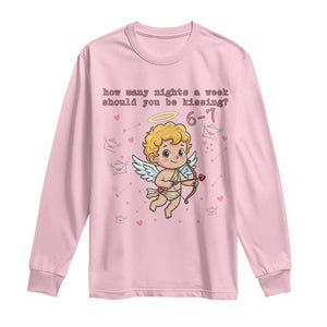 67 Valentine Meme Long Sleeve Shirt Funny Six Seven Cupid Saying TS14 Light Pink Print Your Wear