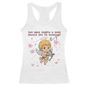 67 Valentine Meme Racerback Tank Top Funny Six Seven Cupid Saying TS14 White Print Your Wear