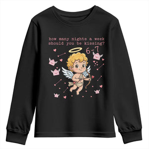67 Valentine Meme Youth Sweatshirt Funny Six Seven Cupid Saying TS14 Black Print Your Wear