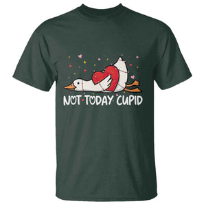 Silly Goose Valentine T Shirt Not Today Cupid TS14 Dark Forest Green Print Your Wear