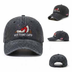 Silly Goose Valentine Washed Cotton Baseball Cap Not Today Cupid TS14 Washed Cap Universal Fit Dark Gray Print Your Wear