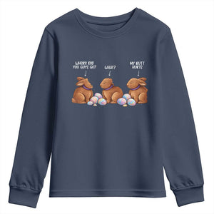 Funny Easter Bunny Youth Sweatshirt Where Did You Guys Go Chocolate TS14 Navy Print Your Wear