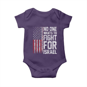No One Wants To Fight For Israel Baby Onesie Vintage American Flag Anti War Freedom First TS14 Purple Print Your Wear