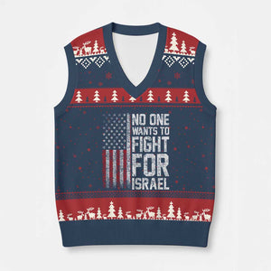 No One Wants To Fight For Israel V-Neck Knit Sweater Vest Vintage American Flag Anti War Freedom First TS14 Navy Red Print Your Wear