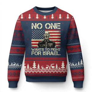 No One Wants To Fight For Israel Ugly Christmas Sweater America First Anti War Marine Veteran TS14 Navy Red Print Your Wear