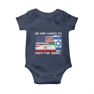 No One Wants To Fight For Israel Baby Onesie Marine Veteran Freedom Statement TS14 Navy Print Your Wear