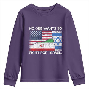 No One Wants To Fight For Israel Youth Sweatshirt Marine Veteran Freedom Statement TS14 Purple Print Your Wear