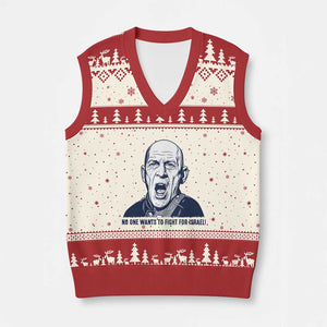 No One Wants To Fight For Israel V-Neck Knit Sweater Vest Marine Veteran America First Anti War TS14 Beige Red Print Your Wear