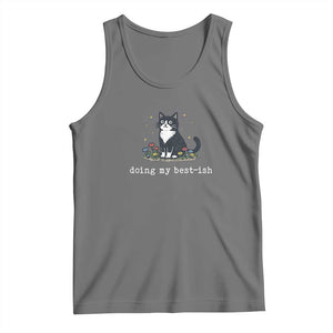 Doing My Best-ish Tank Top Funny Cat Sarcastic Joke TS14 Black Heather Print Your Wear