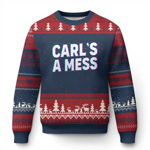 Carl's a Mess Ugly Christmas Sweater Funny Reality TV TS14 Navy Red Print Your Wear