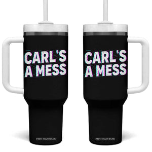 Carl's a Mess Tumbler With Handle Funny Reality TV TS14 One Size: 40 oz Black Print Your Wear