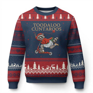 Toodaloo Cuntaroos Ugly Christmas Sweater Funny Sarcastic Raccoon Inappropriate Meme TS14 Navy Red Print Your Wear