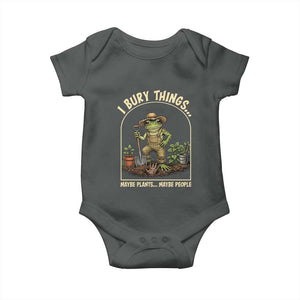 I Bury Things Maybe Plants Maybe People Baby Onesie Funny Gardening Frog Meme TS14 Dark Heather Print Your Wear