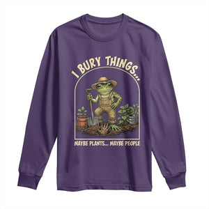 I Bury Things Maybe Plants Maybe People Long Sleeve Shirt Funny Gardening Frog Meme TS14 Purple Print Your Wear
