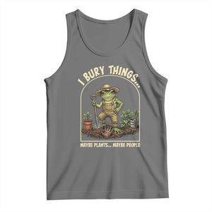 I Bury Things Maybe Plants Maybe People Tank Top Funny Gardening Frog Meme TS14 Black Heather Print Your Wear