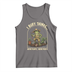 I Bury Things Maybe Plants Maybe People Tank Top Funny Gardening Frog Meme TS14 Deep Heather Print Your Wear