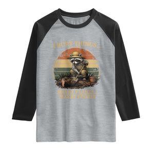 I Bury Things Maybe Plants Maybe People Raglan Shirt Funny Gardening Raccoon Meme TS14 Heather Gray Black Print Your Wear