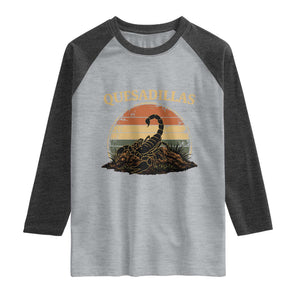 Quesadillas Scorpion Raglan Shirt Southwestern Desert Food TS14 Heather Gray Heather Charcoal Print Your Wear
