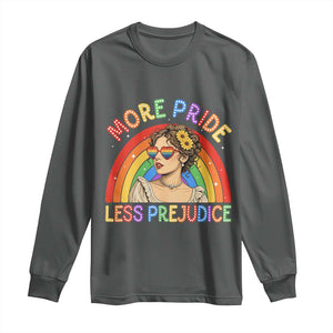 More Pride Less Prejudice Long Sleeve Shirt Pride Month LGBTQ Gay Lesbian TS14 Dark Heather Print Your Wear