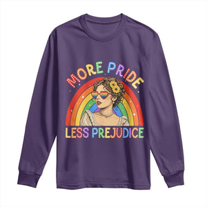 More Pride Less Prejudice Long Sleeve Shirt Pride Month LGBTQ Gay Lesbian TS14 Purple Print Your Wear