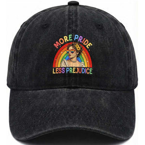 More Pride Less Prejudice Washed Cotton Baseball Cap Pride Month LGBTQ Gay Lesbian TS14 Print Your Wear