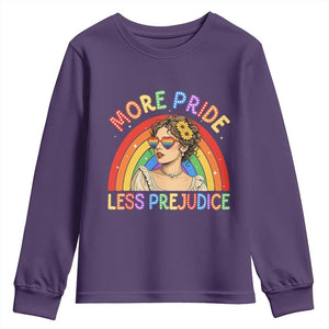 More Pride Less Prejudice Youth Sweatshirt Pride Month LGBTQ Gay Lesbian TS14 Purple Print Your Wear