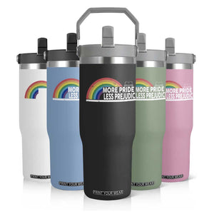 More Pride Less Prejudice Flip Straw Tumbler Pride Month LGBTQ TS14 Print Your Wear