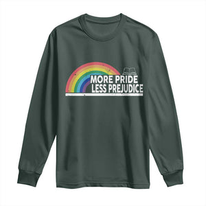 More Pride Less Prejudice Long Sleeve Shirt Pride Month LGBTQ TS14 Dark Forest Green Print Your Wear