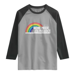 More Pride Less Prejudice Raglan Shirt Pride Month LGBTQ TS14 Sport Gray Black Print Your Wear