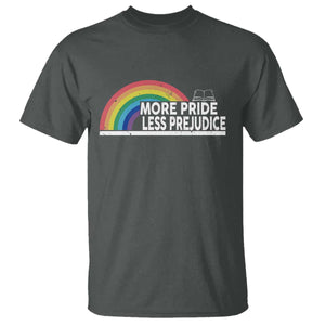 More Pride Less Prejudice T Shirt Pride Month LGBTQ TS14 Dark Heather Print Your Wear