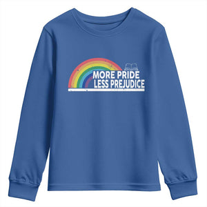 More Pride Less Prejudice Youth Sweatshirt Pride Month LGBTQ TS14 Royal Blue Print Your Wear